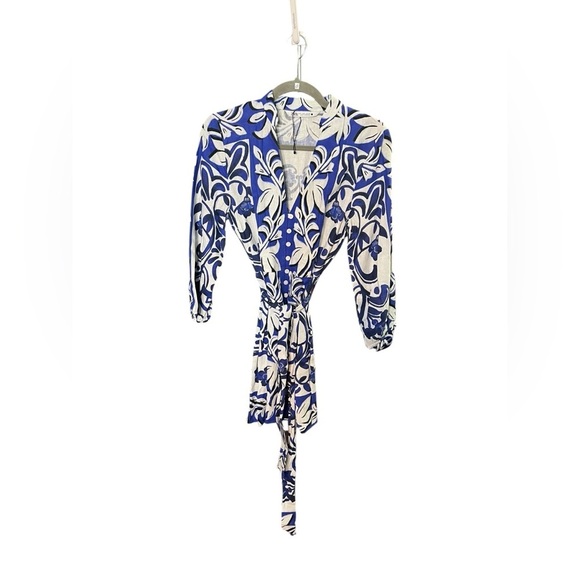 Zara Printed Blue Shirt Linen Dress - Picture 4 of 9